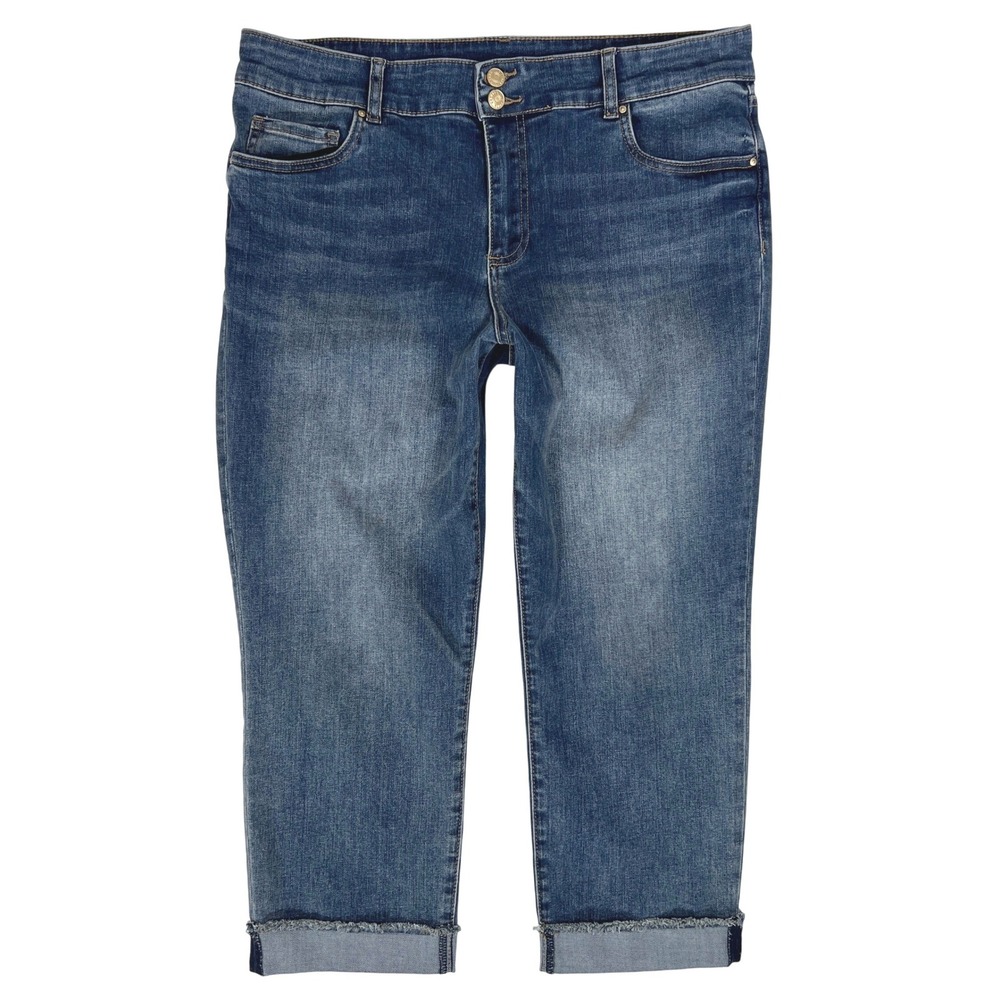 KUT from the Kloth Amy Crop Double Btn Roll Jeans 14 90s Minimalist 34 Retro
